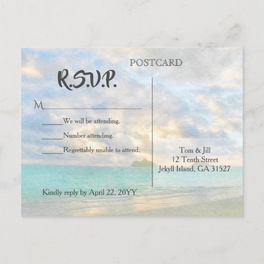 Tropisch turquoise paradijs RSVP Uitnodiging Briefkaart (Achterkant)