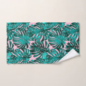 Tropisch Turquoise Pink Monstera Oerwoud Leaves Bad Handdoek (Handdoek)