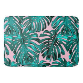 Tropisch Turquoise Pink Monstera Oerwoud Leaves Badmat