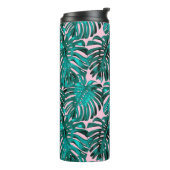 Tropisch Turquoise Pink Monstera Oerwoud Leaves Thermosbeker (Gedraaid links)