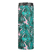 Tropisch Turquoise Pink Monstera Oerwoud Leaves Thermosbeker (Achterkant)
