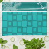 Tropisch Turquoise Squares Theedoek (Gevouwen)