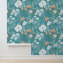 Tropisch Turquoise & Terracotta Hibiscus Bloemmoti