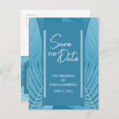 Tropisch Turquoise Trouwkaart Postkaart Aankondigingskaart (Voorkant / Achterkant)