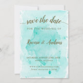 Tropisch Turquoise Waterverf Oceaan Bruiloft Save The Date (Voorkant)