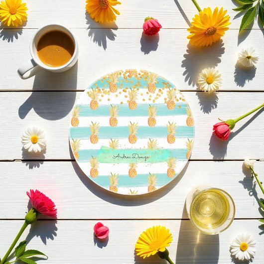 Tropisch Turquoise Yellow Beach Zandsteen Onderzetter