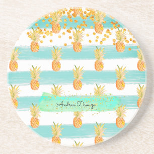 Tropisch Turquoise Yellow Beach Zandsteen Onderzetter