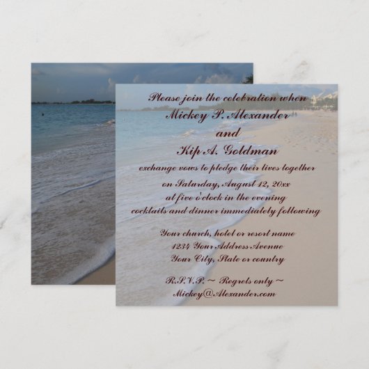 Tropisch Turquoise Zee en Sandy Beach Kaart (Voorkant / Achterkant)