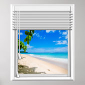 Tropisch Uitzicht Faux-raam met riemen Poster (Voorkant)