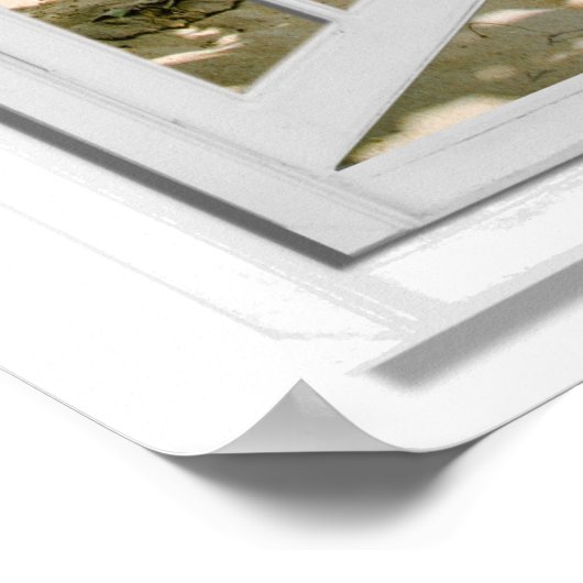 Tropisch Uitzicht voor strand Ocean Faux venster Poster (Hoek)