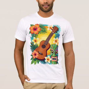 Tropisch Ukulele Tiki Luau Feest Sfeer T-Shirt