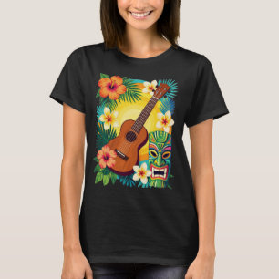 Tropisch Ukulele Tiki Luau Feest Sfeer T-Shirt