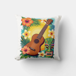 Tropisch Ukulele Tiki Luau Feest Sfeer T-Shirt Kussen