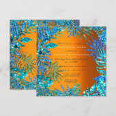 Tropisch varenblad strand oceaan blauw oranje glit kaart (Voorkant / Achterkant)