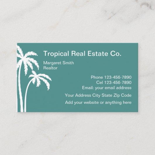 Tropisch vastgoedontwerp visitekaartje (Voorkant)