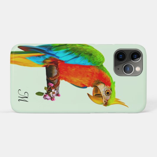 Tropisch veelkleurig Macaw Bird & Monogram Hoesje- Case-Mate iPhone Case (Achterkant (horizontaal))