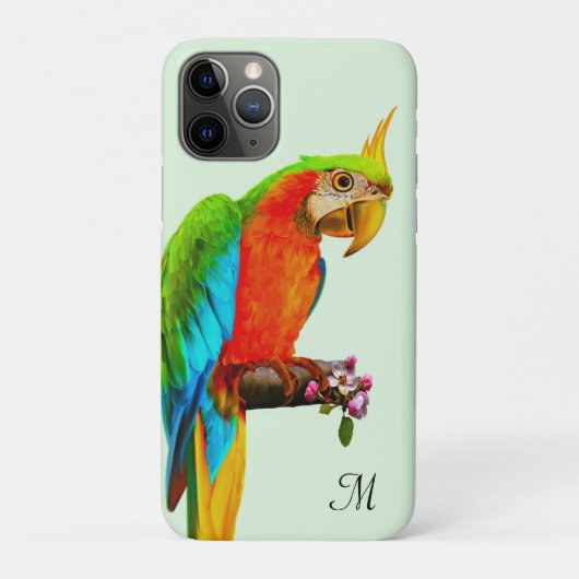 Tropisch veelkleurig Macaw Bird & Monogram Hoesje- Case-Mate iPhone Case (Achterkant)