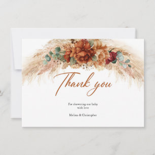 Tropisch verbrand oranje pampagras bordeauxrode bl bedankkaart