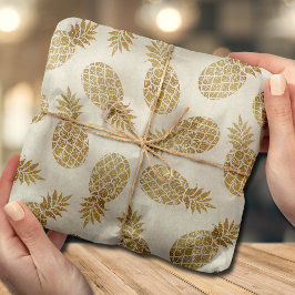 Tropisch verhaal van Chic Gold Pineapples Tissuepapier