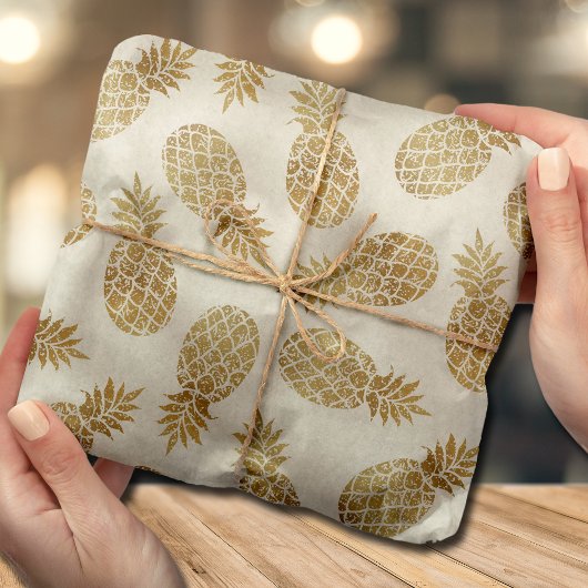 Tropisch verhaal van Chic Gold Pineapples Tissuepapier