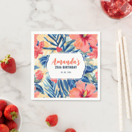 Tropisch Verjaardagsfeest Hibiscus Bloemmotief Servet
