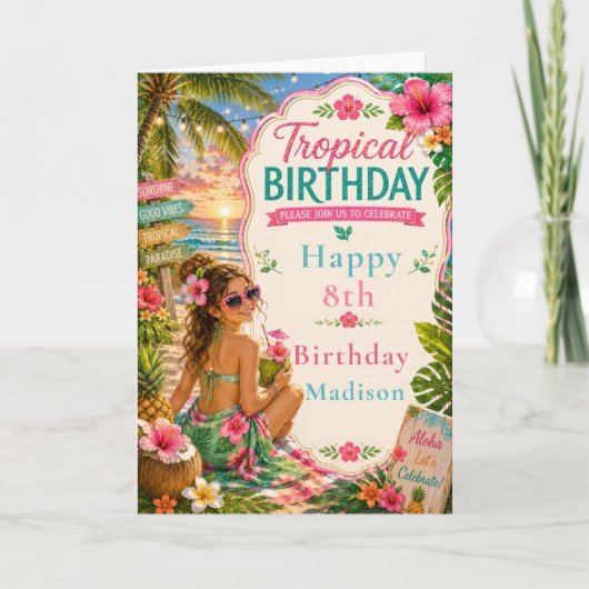 Tropisch Verjaardagsfeest Kaart (Voorkant)