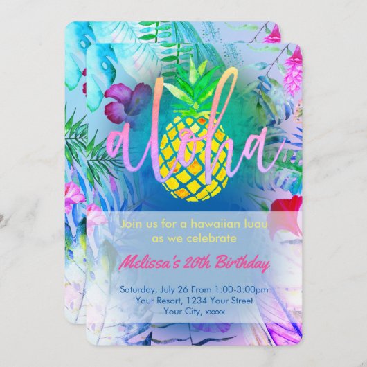 tropisch verjaardagsfeest kaart (Voorkant / Achterkant)