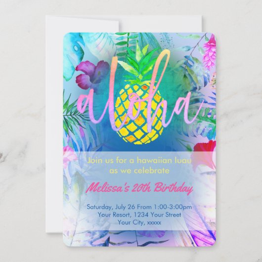 tropisch verjaardagsfeest kaart (Voorkant)