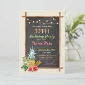 Tropisch verjaardagsfeest Luau Aloha Tiki uitnodig Kaart (Staand voorkant)