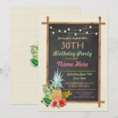 Tropisch verjaardagsfeest Luau Aloha Tiki uitnodig Kaart (Voorkant / Achterkant)