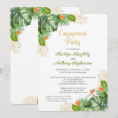 Tropisch verlovingsfeest Bloemenaquarel in goud Kaart (Voorkant / Achterkant)