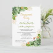 Tropisch verlovingsfeest Bloemenaquarel in goud Kaart (Staand voorkant)