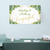 Tropisch verlovingsfeest Waterverf Palm Bloemenpri Spandoek (Beurs)