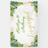 Tropisch verlovingsfeest Waterverf Palm Bloemenwee Spandoek (Verticaal)