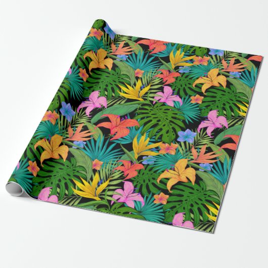 Tropisch verpakkingspapier cadeaupapier (Uitgerold)