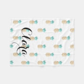 tropisch vers zomers met gouden anananaspatroon fleece deken (Voorkant (Horizontaal))