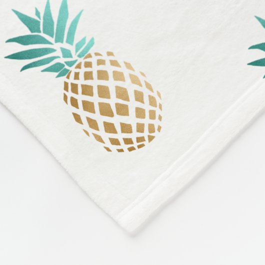 tropisch vers zomers met gouden anananaspatroon fleece deken (Hoek)