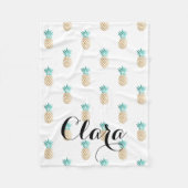 tropisch vers zomers met gouden anananaspatroon fleece deken (Voorkant)