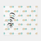 tropisch vers zomers met gouden anananaspatroon fleece deken (Voorkant (Horizontaal))