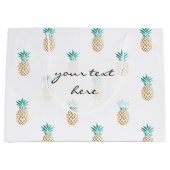 tropisch vers zomers met gouden anananaspatroon groot cadeauzakje (Voorkant)