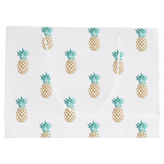 tropisch vers zomers met gouden anananaspatroon groot cadeauzakje (Achterkant)