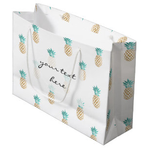 tropisch vers zomers met gouden anananaspatroon groot cadeauzakje