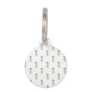 tropisch vers zomers met gouden anananaspatroon huisdierpenning