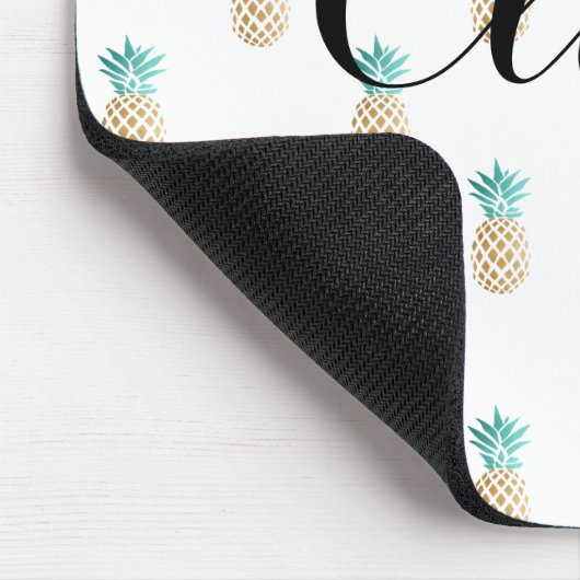 tropisch vers zomers met gouden anananaspatroon muismat (Hoek)