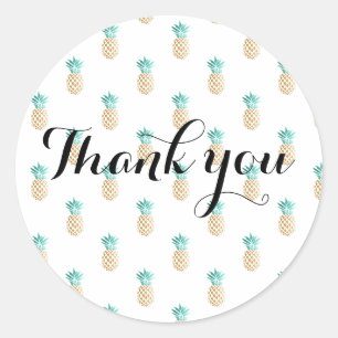 tropisch vers zomers met gouden anananaspatroon ronde sticker