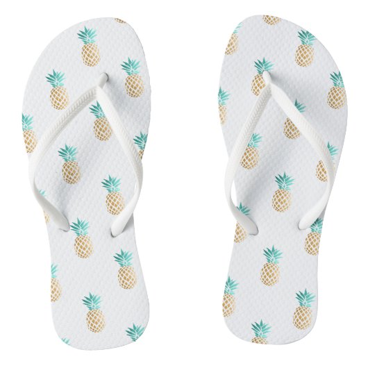 tropisch vers zomers met gouden anananaspatroon teenslippers (Voetbed)