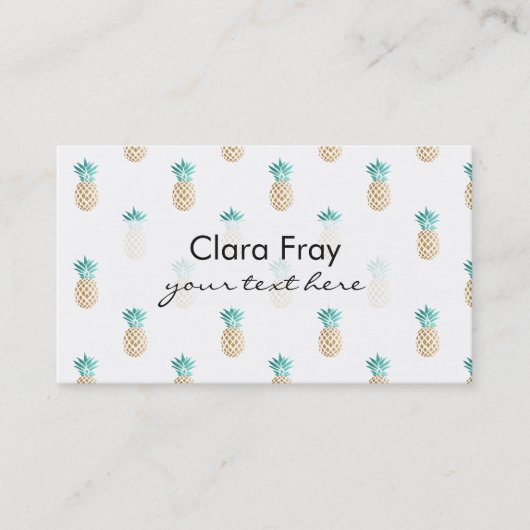 tropisch vers zomers met gouden anananaspatroon visitekaartje (Voorkant)