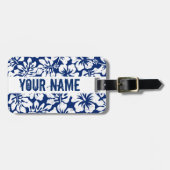 Tropisch versleten witte hibiscus bagagelabel (Voorkant horizontaal)