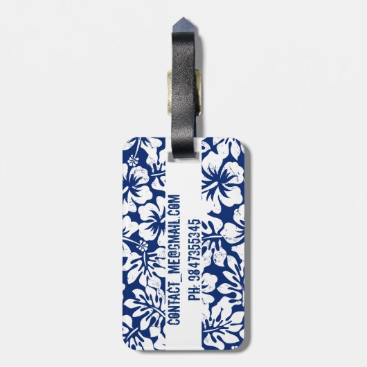 Tropisch versleten witte hibiscus bagagelabel (Achterkant verticaal)