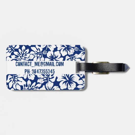 Tropisch versleten witte hibiscus bagagelabel (Achterkant horizontaal)